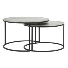 COFFEE TABLE RAW NICKEL AND SILVER COLOR METAL 2 SIZES 